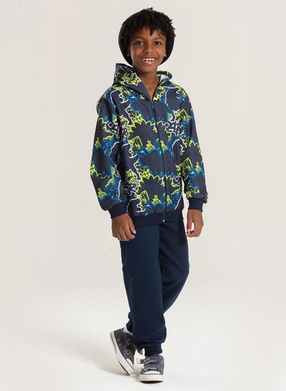 Imagem de  Conjunto Inverno Menino Marinho Jaqueta com Capuz e Calça em Moletom Dino 