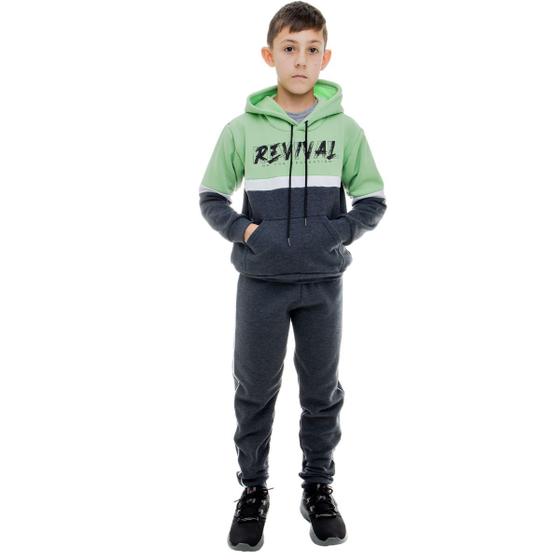 Imagem de Conjunto Inverno Moletom Infantil Quentinho de Frio Masculino Recorte Verde