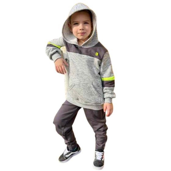 Imagem de Conjunto Inverno Moletom Masculino Infantil Com Capuz