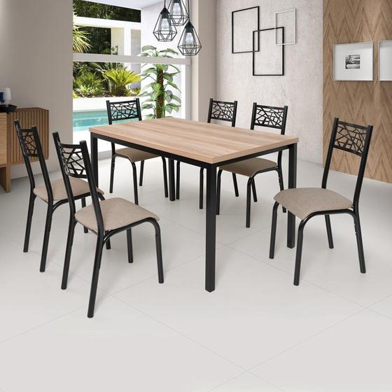 Imagem de Conjunto Jade Flex 1,36m Tampo Laminado com 6 Cadeiras