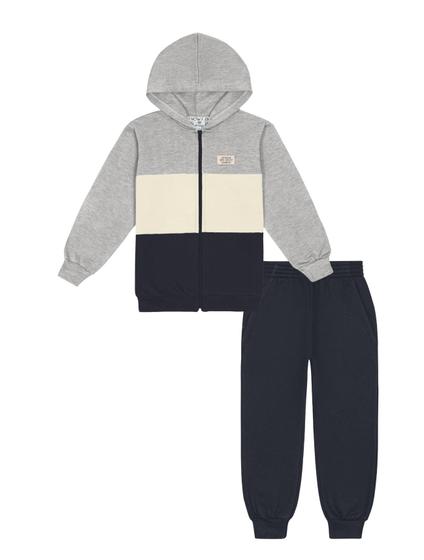 Imagem de Conjunto Jaqueta Color Block e Calça Mescla, Natural e Preto  Abrange