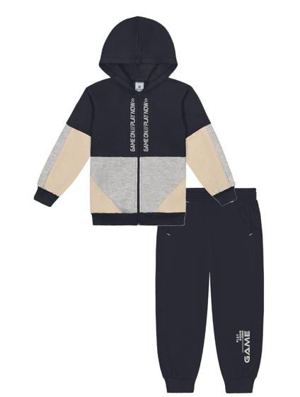 Imagem de Conjunto Jaqueta Color Block E Calça Preto  Mescla E Bege Abrange