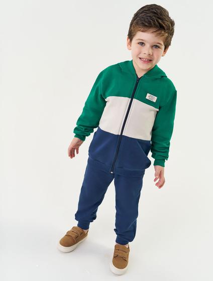 Imagem de Conjunto Jaqueta Color Block e Calça Verde, Natural e Azul Marinho  Abrange