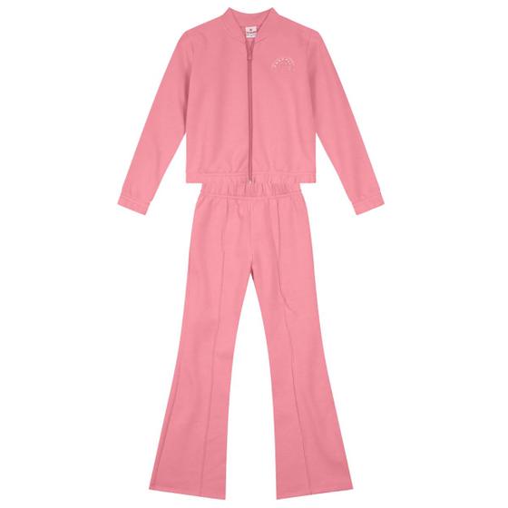 Imagem de Conjunto Jaqueta Cropped E Flare Infantil Menina Rosa