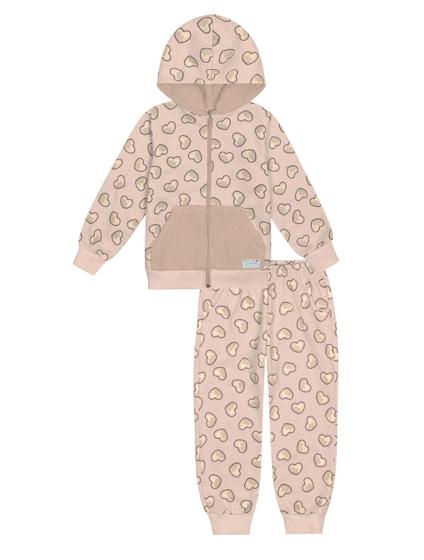 Imagem de Conjunto Jaqueta E Calça Jogger Total Print Com Pelo Bege Abrange