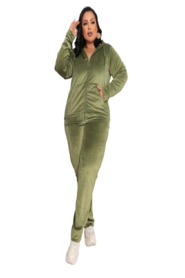 Imagem de Conjunto Jaqueta e Calça Veludo Plush Plus Size Com Capuz