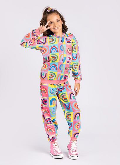 Imagem de Conjunto Jaqueta Menina Com Capuz E Calça Em Moletom