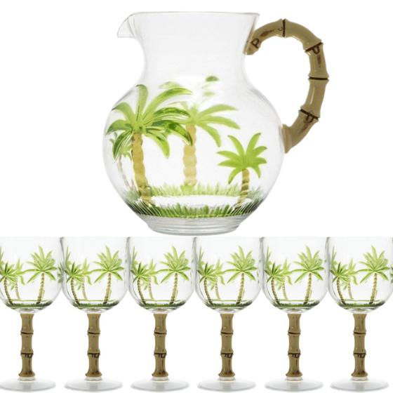 Imagem de Conjunto Jarra 2,8 L e 6 Taças em Acrílico Palm Tree 495ml Wolff