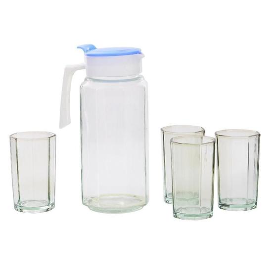 Imagem de Conjunto Jarra com Copos Transparente Vidro 5 Peças 800ML