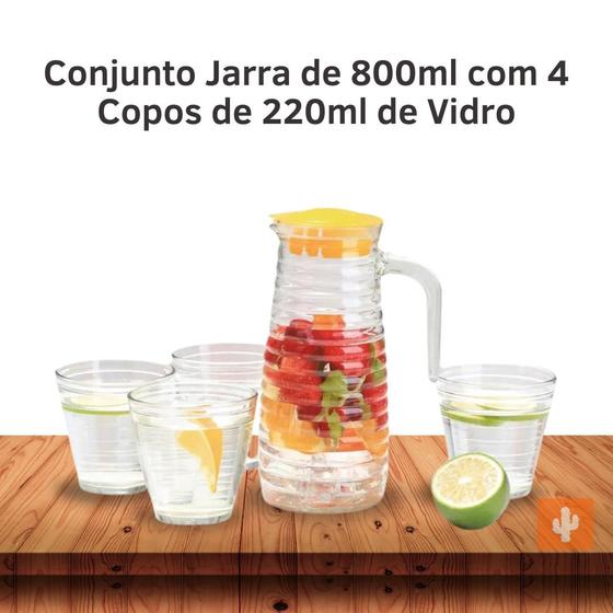 Imagem de Conjunto Jarra de 800ml com 4 Copos de 220ml de Vidro