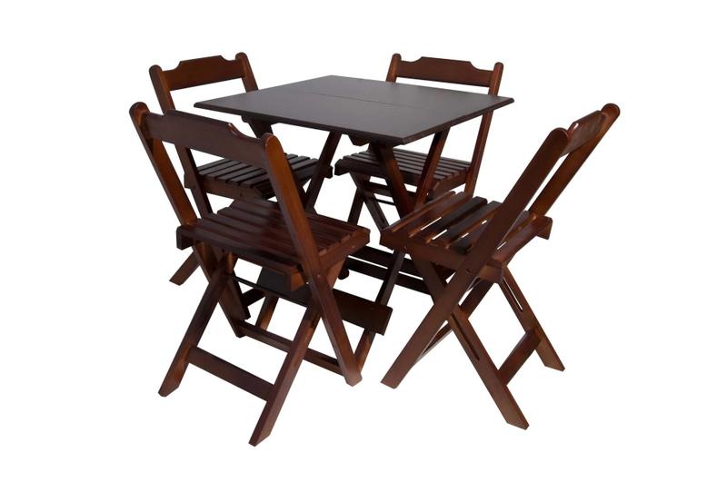Conjunto Jogo de Mesa 70x70 Com 4 Cadeiras Dobráveis - DG Móveis Menor preço em Conjunto Jogo de Mesa 70x70 Com 4 Cadeiras Dobráveis - DG Móveis
