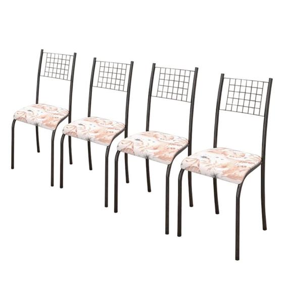 Imagem de Conjunto Jogo Kit 4 Cadeiras Cozinha Jantar gourmet Aço Estampado Metal