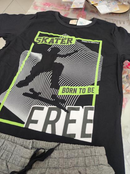 Imagem de Conjunto Juvenil Bermuda Moletom sem Felpa e Camisa Meia Malha 100%Algodão