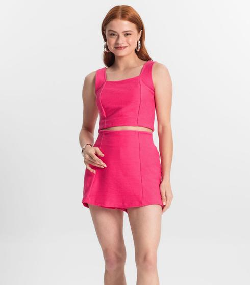 Imagem de Conjunto Juvenil Cropped e Shorts Saia Minty Rosa