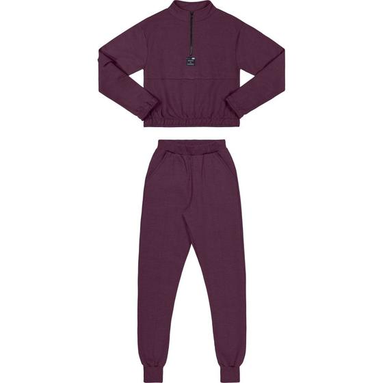 Imagem de Conjunto Juvenil Feminino Mod.Me Blusão Calça Moletom Peluciado Roxo