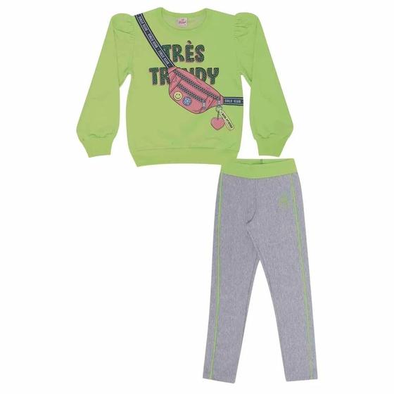 Imagem de Conjunto juvenil m/l abrange blusão tres trendy + legging molecotton - tamanho 10