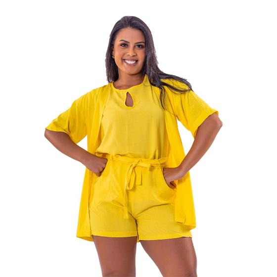 Imagem de Conjunto Kimoninho com Short Girona em Viscolinho - Amarelo