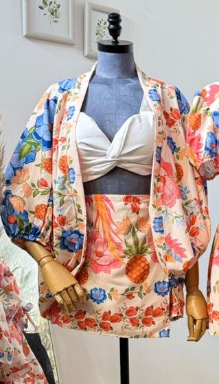 Imagem de Conjunto Kimono e short-saia envelope estampado