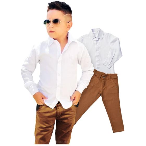 Roupa Social CalÃ§a Infantil Branca Masculina Linho Calca Branca