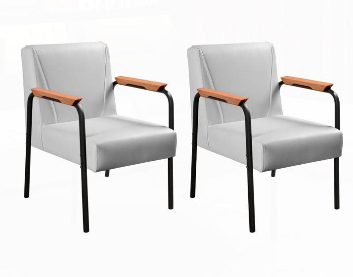 Imagem de Conjunto Kit 2 Poltronas Jade Cadeira Decorativa Moderna Braço Metal