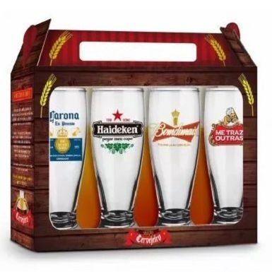 Imagem de Conjunto Kit 4 Copos De Cerveja Frases Sátiras Beer