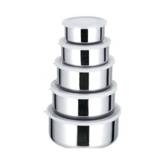 Conjunto Kit 5 Potes Aço Inox Menor preço em Conjunto Kit 5 Potes Aço Inox
