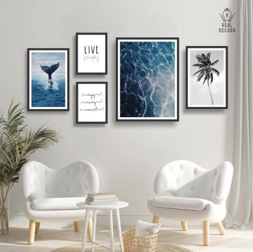 Imagem de Conjunto Kit 5 Quadros Decorativos Sala Quarto Live