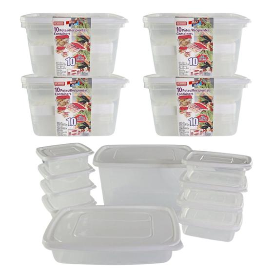 Imagem de Conjunto Kit com 40 Potes Recipientes Com Tampa de Plástico Armazenamento 4 tamanhos