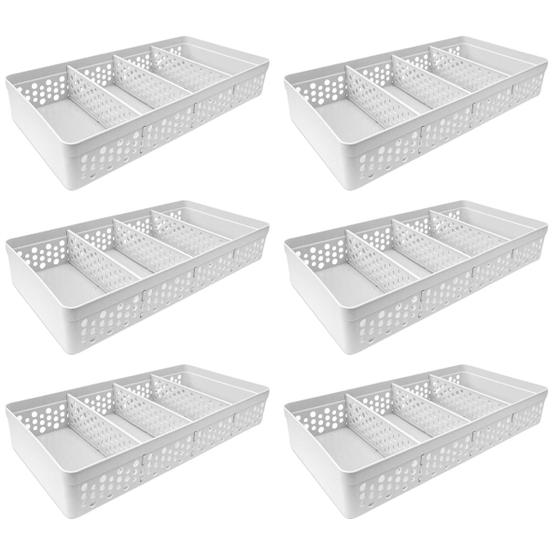Imagem de Conjunto Kit Com 6 Cestos Multiuso Organizador 3 Divisórias Design Vazado Moderno