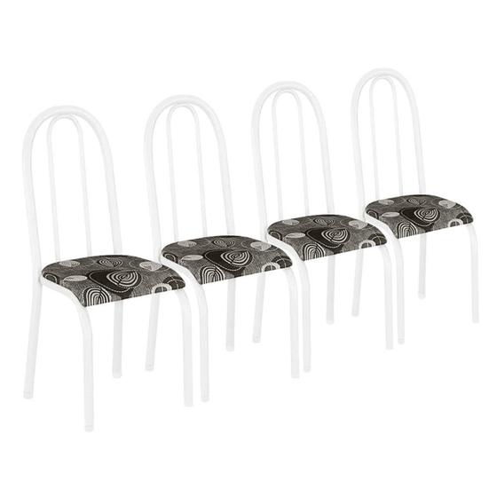 Imagem de Conjunto Kit Jogo 4 Cadeiras Metal Aço Cozinha Branca Almofadada