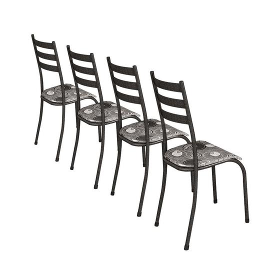 Imagem de Conjunto Kit Jogo 4 Cadeiras Metal Aço Cozinha Jantar Almofadada