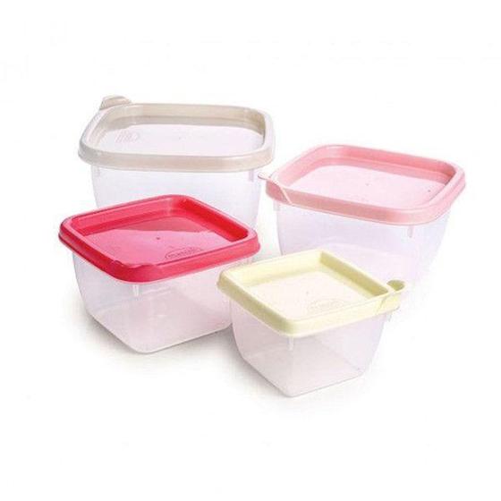 Imagem de Conjunto Kit Jogo 4 Potes Conect Plástico Livre Bpa Com Tampa Colorida Cozinha - Plasútil