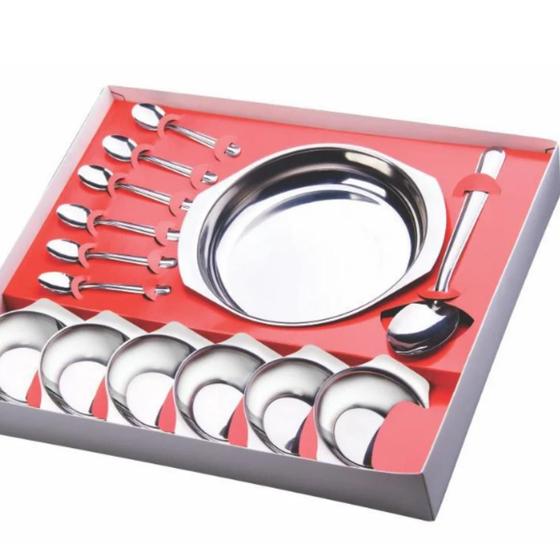 Imagem de Conjunto Kit Para Sobremesa Aço Inox 14 Peças Gourmet Completo