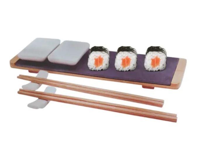 Imagem de Conjunto Kit Sushi Com 2 Pares De Hashi + Tábua (8 Peças)