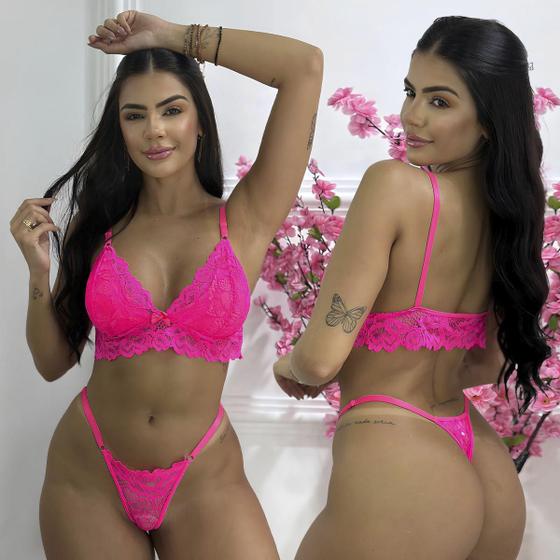 Conjunto Langerie sexy Sem Bojo Calcinha Fio Rendada Sensual Sem Ferrinho Menor preço em Conjunto Langerie sexy Sem Bojo Calcinha Fio Rendada Sensual Sem Ferrinho