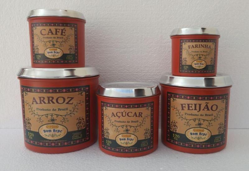 Conjunto Latas Mantimentos Retrô Vintage Estampa Dom Bepe 5 Pçs - Vermelho Menor preço em Conjunto Latas Mantimentos Retrô Vintage Estampa Dom Bepe 5 Pçs - Vermelho