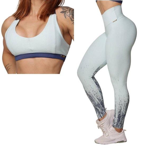 Imagem de Conjunto Legging Empina + Top Jacquard Dust Celeste Moving