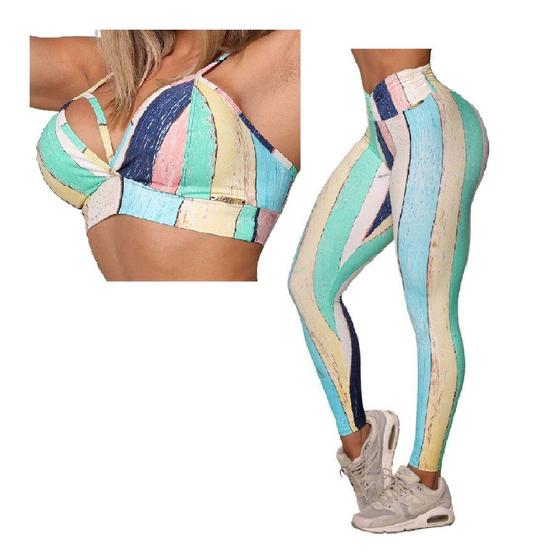 Imagem de Conjunto Legging Romana Empina Bumbum + Top Wood Moving