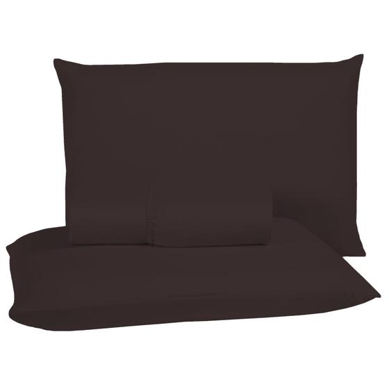 Imagem de Conjunto Lençol Cama Casal 3 Peças 400 Fios com Elástico e Fronhas Toque Macio