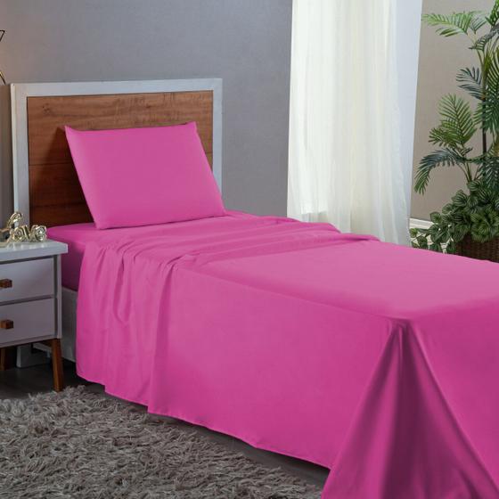 Imagem de Conjunto Lençol Cama Solteiro 3 Peças 400 com Elástico e Fronha Toque Macio