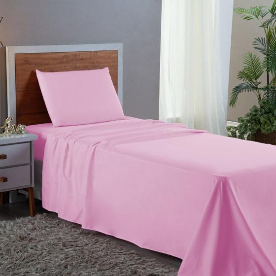 Imagem de Conjunto Lençol Cama Solteiro 3 Peças 400 com Elástico e Fronha Toque Macio