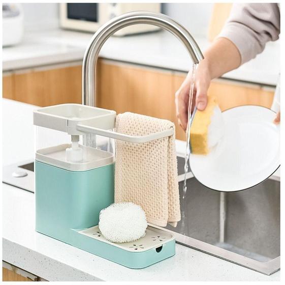 Imagem de Conjunto Limpeza Multiuso Dispenser Bucha Detergente - CLINK