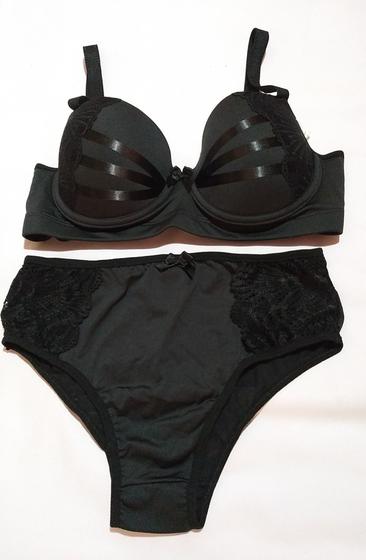 Imagem de Conjunto Lingerie CM1 Reforçado de Microfibra Com Fita Preto Tamanho G-44 