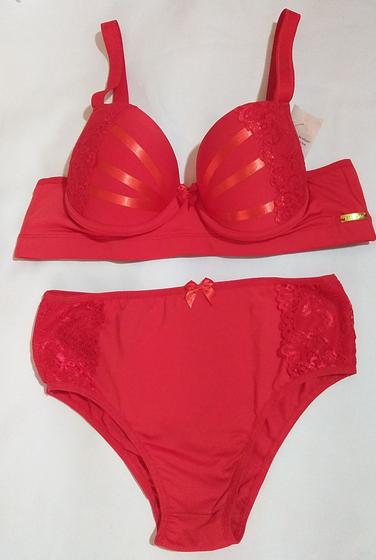 Imagem de Conjunto Lingerie CM1 Reforçado de Microfibra Com Fita Vermelho Tamanho M-42 