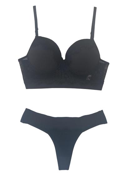 Imagem de Conjunto Lingerie Cropped Emanuelli de Microfibra e Renda