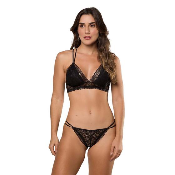 Imagem de Conjunto Lingerie De Renda Sutiã Nadador Sem Bojo Feminino