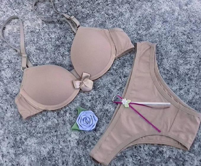 Imagem de Conjunto Lingerie feminino calcinha e sutiã bege