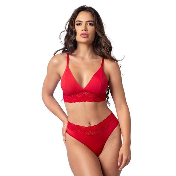 Imagem de Conjunto Lingerie Gabriela Sutiã Bojo e Calcinha Renda Dupla