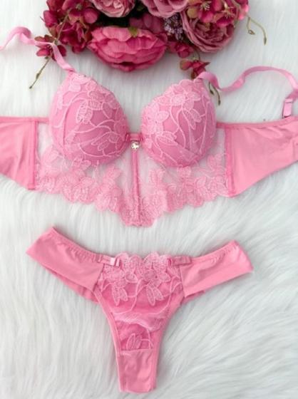 Imagem de Conjunto Lingerie Premium Cropped Renda Guipir Poliamida e Elastano