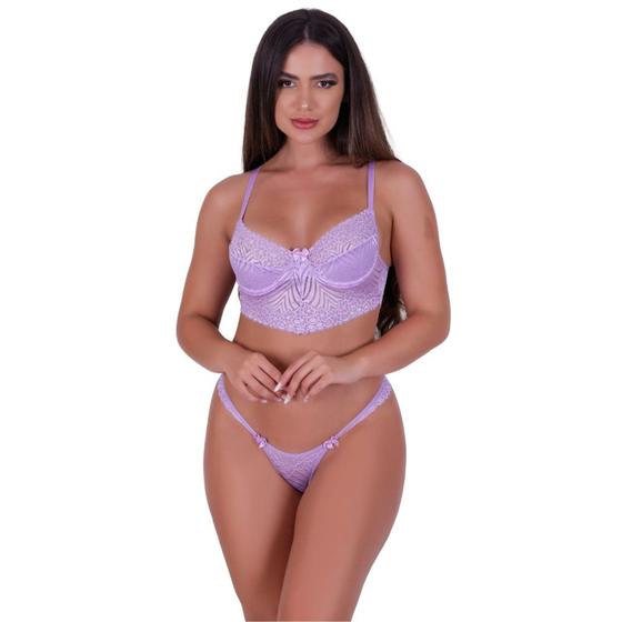 Imagem de Conjunto Lingerie Renda Sutiã Meia Taça e Calcinha - LETÍCIA